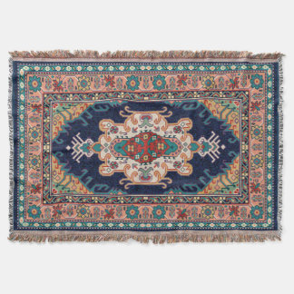 Persian Tabriz Black Radial geometric Mönster Filt