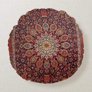 Persian Tabriz Black Radial Geometric Rund Kudde