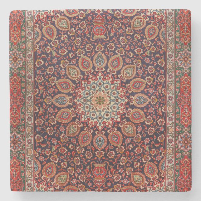 Persian Tabriz Black Radial Geometric  Stenunderlägg (Framsidan)