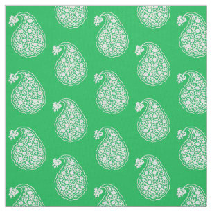 Persian tile paisley - white on emerald grönt tyg