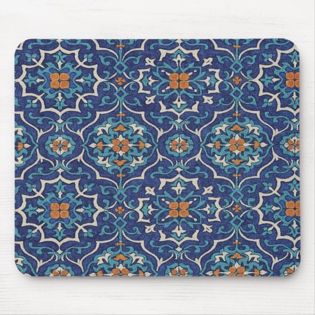 Persian Tile Pattern Mouse Pad – Elegant Blue Geom Musmatta (Framsidan)