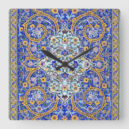 Persian-utvecklad tiled mural fyrkantig klocka