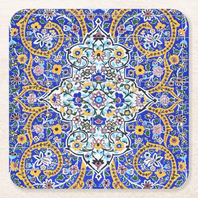 Persian-utvecklad tiled mural underlägg papper kvadrat (Framsidan)