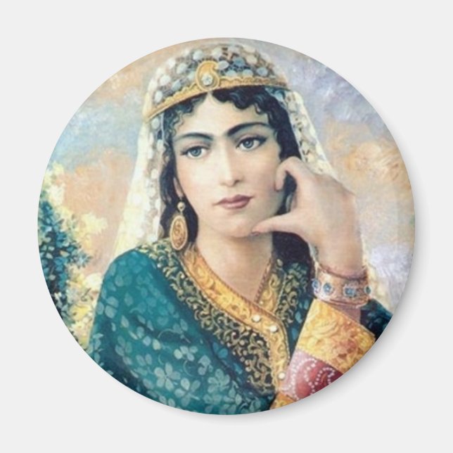 Persian Woman Folk-målning i detalj Magnet (Framsidan)