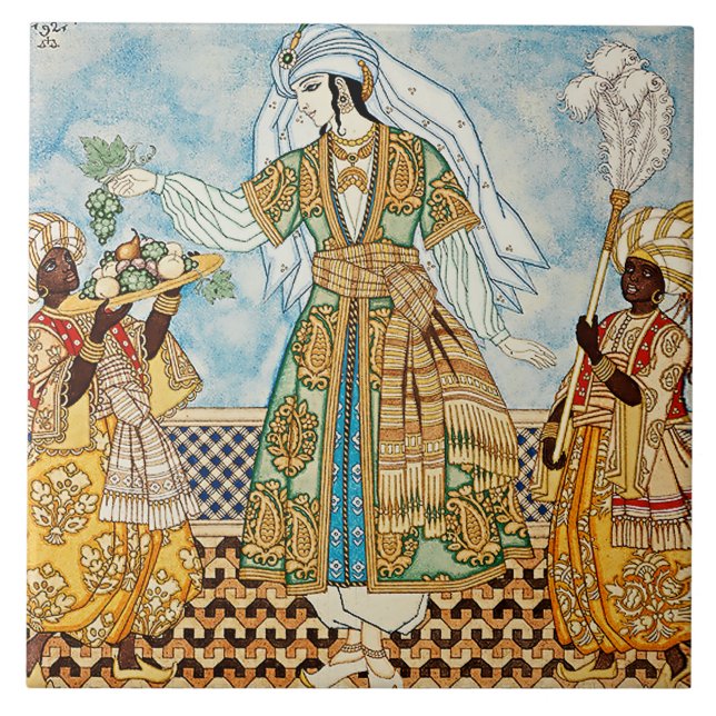 "Persian Women" Illustration av Ivan Bilibin Kakelplatta (Framsidan)