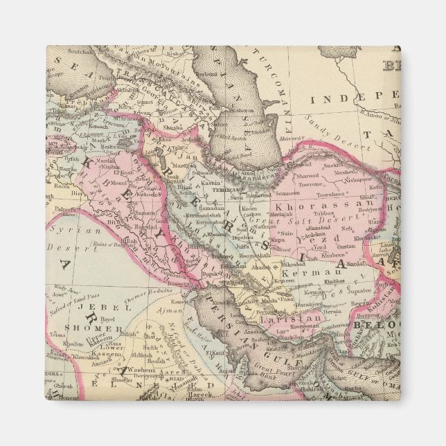 Persien, Arabien, Turkiet, Afghanistan, Beloochist Magnet (Framsidan)