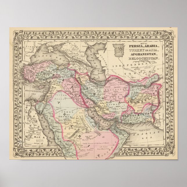 Persien, Arabien, Turkiet, Afghanistan, Beloochist Poster (Framsidan)