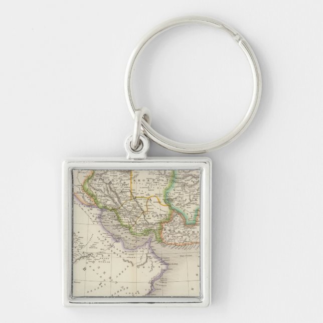 Persien och Arabien Fyrkantig Silverfärgad Nyckelring (Framsidan)