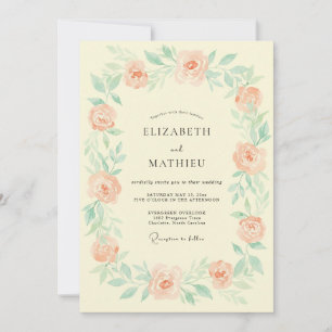 Persik Botanisk Eterisk Bröllop Inbjudningar