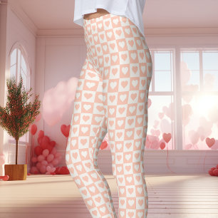 Persik Kontrolltavla Hjärtan Alla Hjärtans Dag Leggings