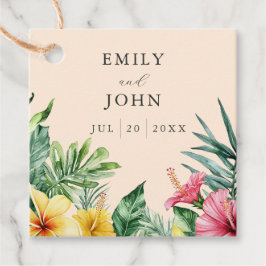 Persik vattenskrift Tropisk blomsterbröllop tack Gåvor Etiketter