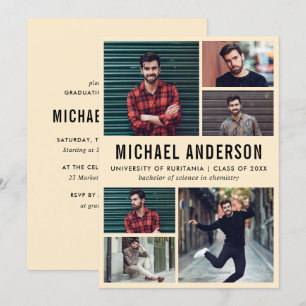 Persika   6 Studentfest för fotokartong Inbjudningar