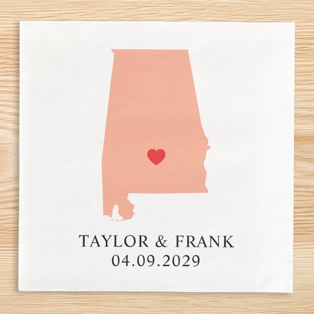 Persika Alabama Bröllop Pappersservett (Peach Alabama Wedding Paper Dinner Napkins)