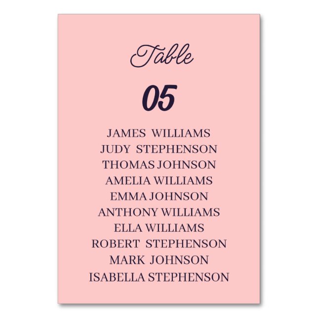 Persika Anpassad Bröllop Bordsnummer (Framsidan)