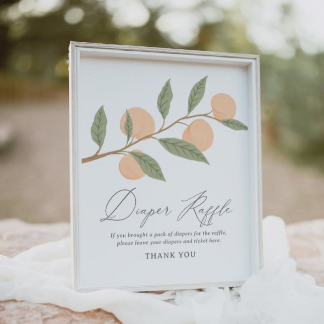 Persika babyvisningsskylt Diaper Raffle Sign Poster (Skapare uppladdad)