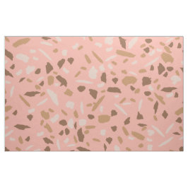 Persika, Beige, Tan Brunt Terrazzo Marmormönster Tyg