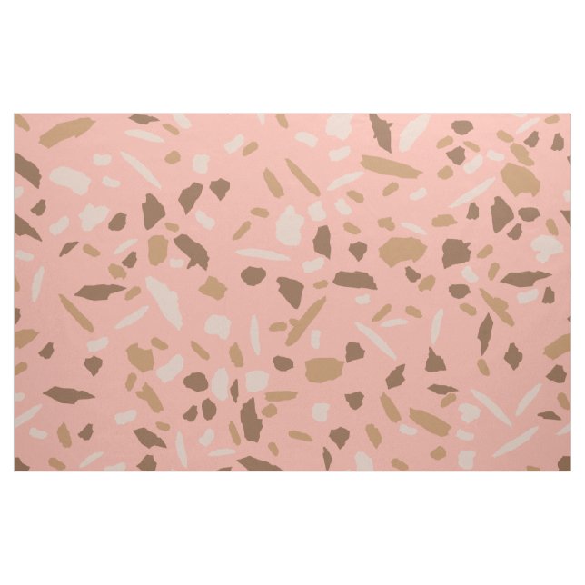 Persika, Beige, Tan Brunt Terrazzo Marmormönster Tyg (Yard)