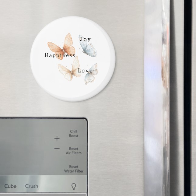 Persika Blå Fjärilar Lycka Kärlek Glädje Magnet (In Situ (Fridge))