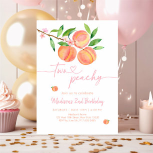 Persika Blommar 2 Peachy Birthday Inbjudningar