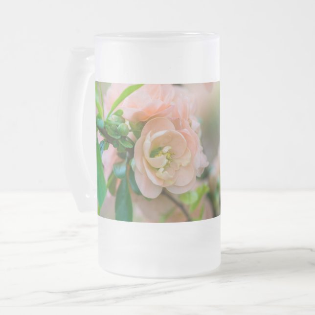 Persika Blommar Quince Frosted Glass Beer Mugg (Framsida vänster)
