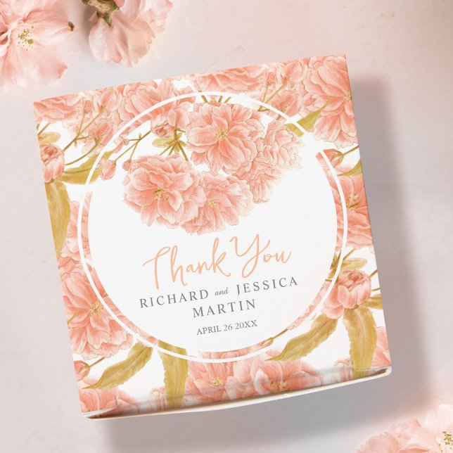 Persika blommarnas vattenfärgsfärg blommigt mönstr presentaskar (Skapare uppladdad)