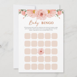 Persika Blommig Baby Shower BINGO Kort