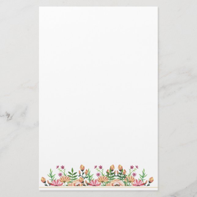 Persika Blommig Brevpapper (Framsida)