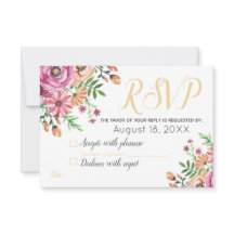 Persika Blommig Modern Bröllops RSVP