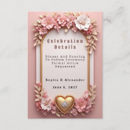 🌺 Persika Blommig Rosa Guld Bröllopssamling 💐 Tilläggskort