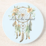 Persika Blommigt Grönt Feathers Dream Catcher Underlägg<br><div class="desc">Grönten Peach Blommigt Feathers Dream Catcher inspirerande citat</div>