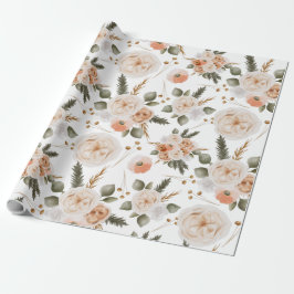 Persika blommigt inslagspapper ark presentpapper