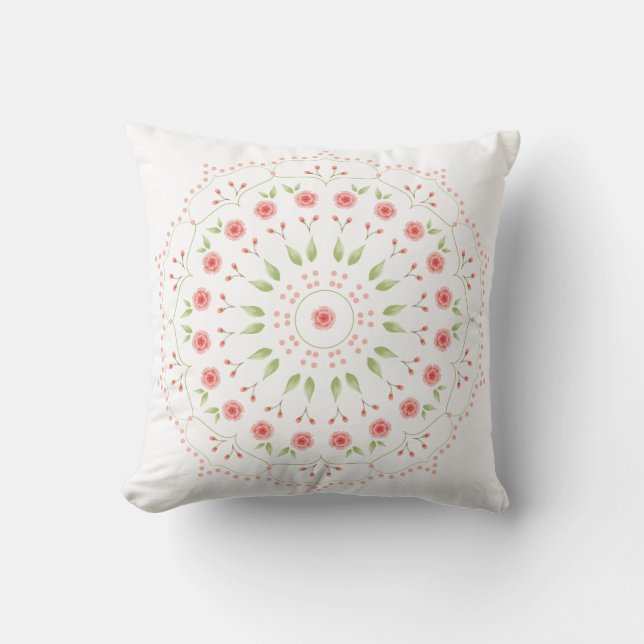 Persika blomster mandala kastkudde kudde (Framsida)