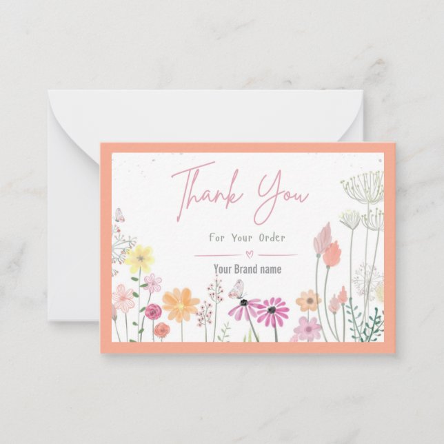 Persika boho blomster tack semester kort (Framsida)