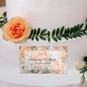 Persika Bröllop Bouquet Blommigt Design Visitkort