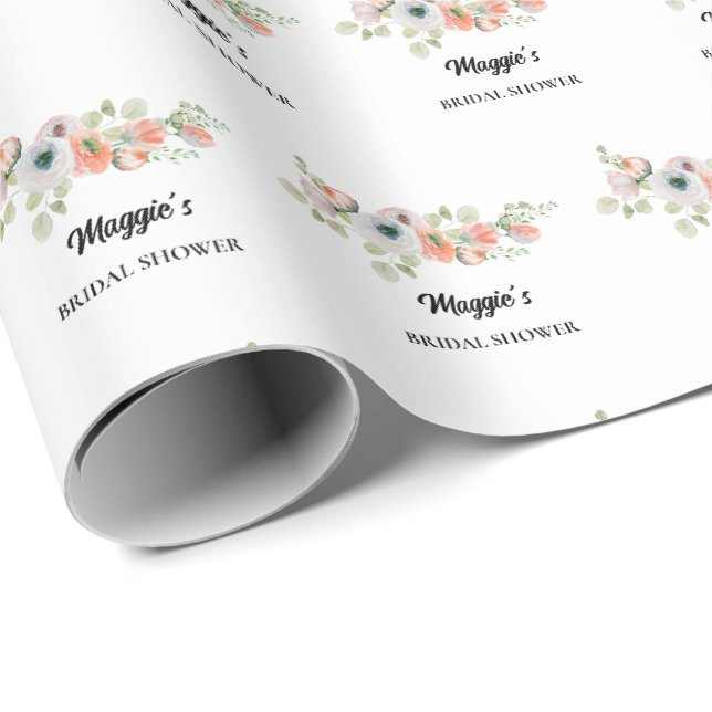 Persika Bröllopsdusch  Presentpapper (Rullad Hörn)