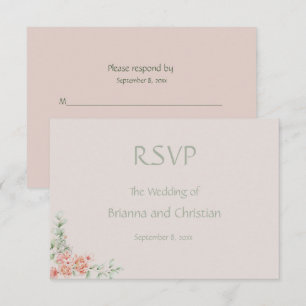 Persika Cream and Sage Grönt Romantic Blommigt OSA Kort