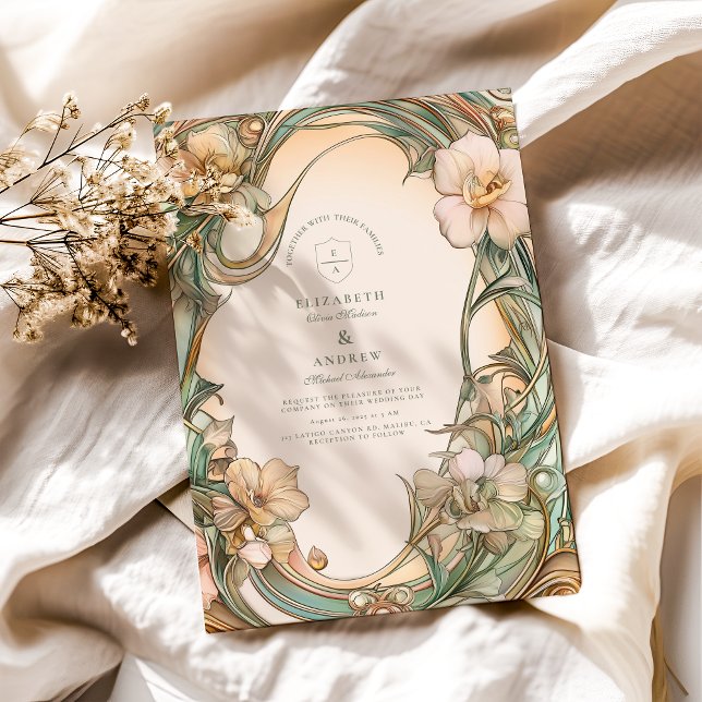 Persika Cream Bloom bröllop Inbjudningar (Skapare uppladdad)