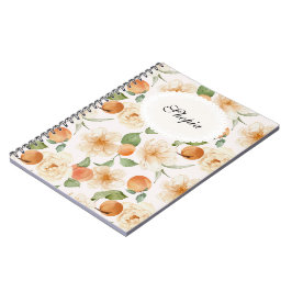 Persika & Crème Blommig Elegant Anteckningsboksoms Anteckningsbok