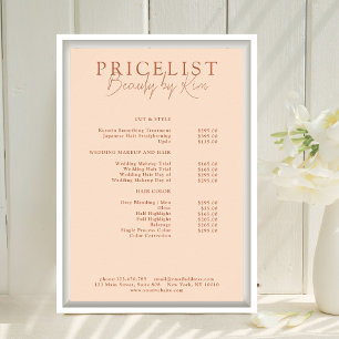 Persika, Elegant Salongs Prislista Poster