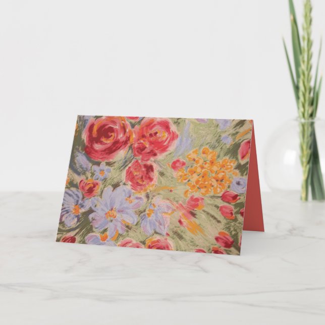 Persika färgad blommigt tillfälle kort (Framsida)
