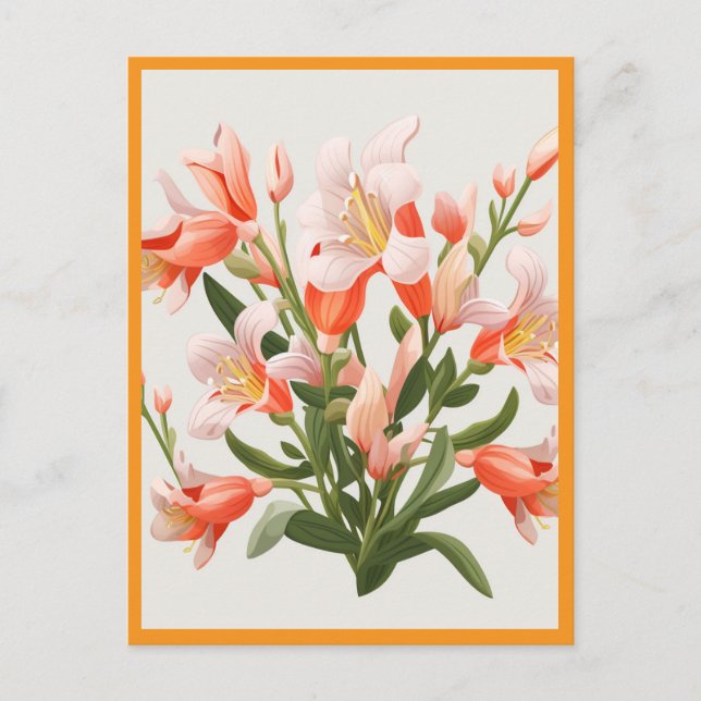 PERSIKA FÄRGAT BLOMMOR #1 VYKORT (Framsida)