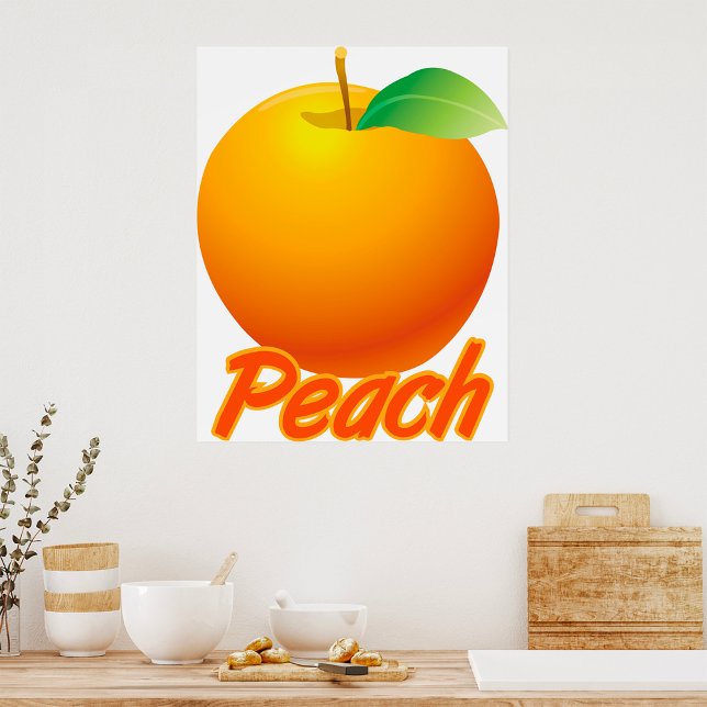 Persika Frukt Retro Orange Poster (Skapare uppladdad)