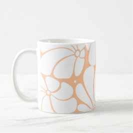 Persika Fuzz Retro 70s Vita, blommiga grafikdesign Kaffemugg