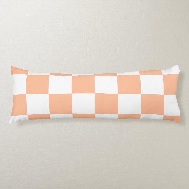 Persika Fuzz Rutig Gingham Mönster Kroppskudde (Framsidan)