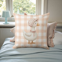 Persika Gingham Gås Akvarell