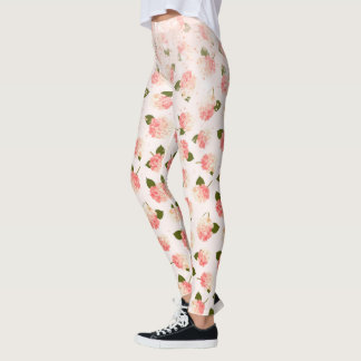 Persika Glans Vintage Trädgårdsblommor Leggings