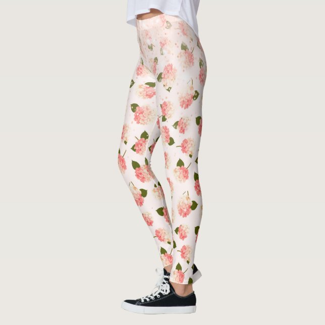 Persika Glans Vintage Trädgårdsblommor Leggings (Vänster)