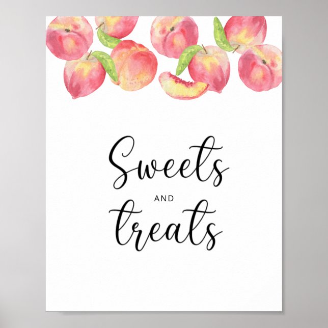 Persika gods och godis baby shower poster (Framsidan)