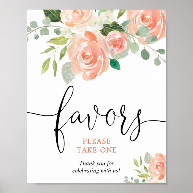 Persika grönska blommig presenter ta en skylt (Framsidan)