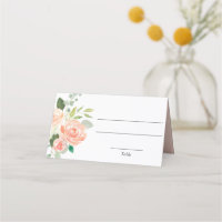Persika grönska blomster elegant platskort